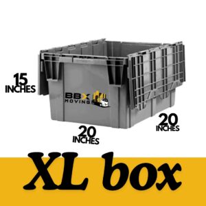  BBX moving boxes in XL (15x20x20 inches) sizes for packing various items in a tiny home.