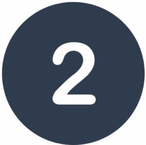 White number 2 centered on a dark blue circular background, perfect for representing Office Moving Services with a clean and professional look.