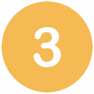 A large white number 3 centered on a solid yellow-orange circle, symbolizing the third step in our seamless Office Moving Services, with no other elements.